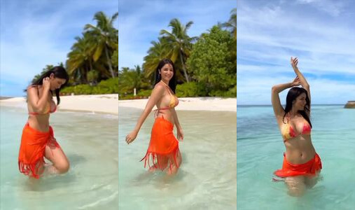 Sexy Bollywood Actress Flaunts Her Tits and Ass in a Tiny Bikini