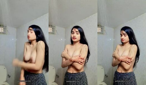 Sexy College Girl Big Boobs Shower Enjoying Hot Wet Bathroom Fun