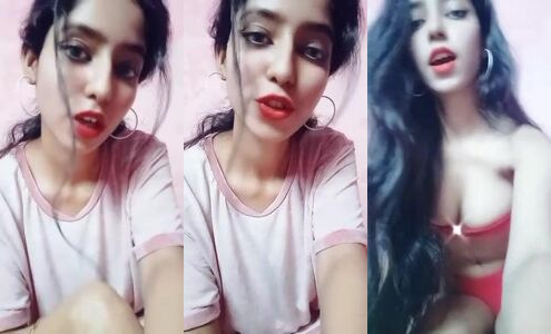 Hot College Girl Strips Down to Red Bra and Panty for Teasing