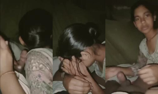 19+ College Step-Sister Gives Brother a Tasty Blowjob at Night