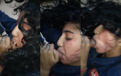 Curly hair desi college girl gives pornstar deep blowjob to boyfriend