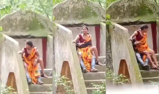 Desi bhabhi lifts her saree for outdoor boyfriend sex action