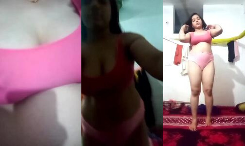 Desi College Girl Poses In Bra Panty For Lover's Selfie Sex Video
