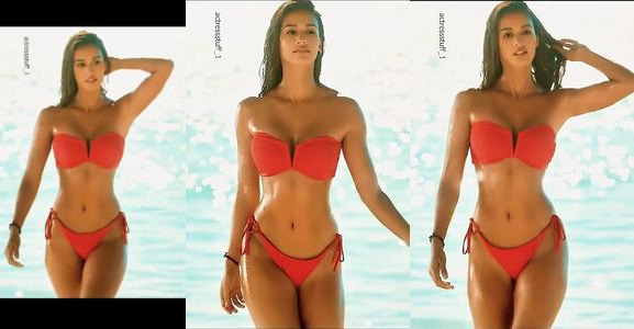 Bollywood Bombshell Disha Patani Looking Fucking Hot in a Tiny Red Bikini