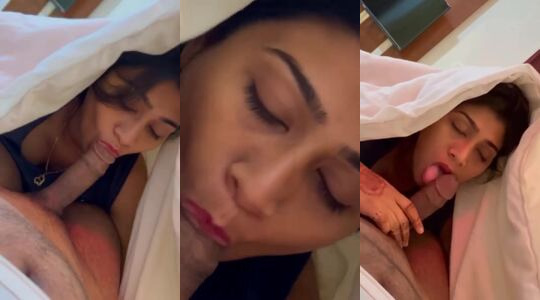 Honeymoon Wife Gives Long Blowjob To Husband's Big Dick In Hotel