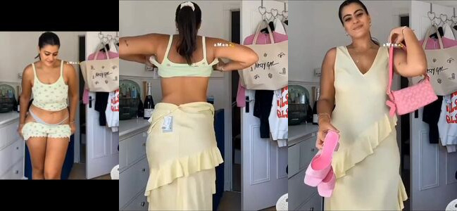 Watch Actress Kajol Flaunt Her Hot Body in Bra and Panty