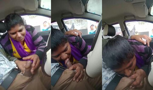 Tamil Bhabhi Sucks Boyfriend's Hard Cock In Car Like A Lollipop
