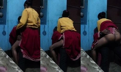 Village Girl Reverse Cowgirl Fuck on Chair Ends with Creampie